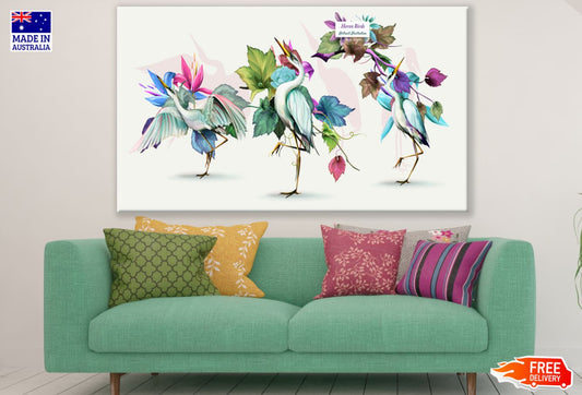 Colorful Cranes Watercolor Paint Print 100% Australian Made