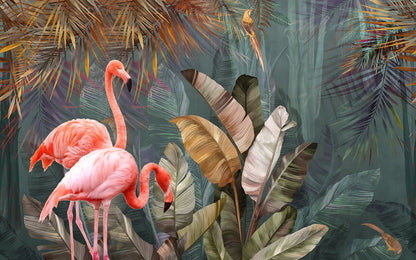 Flamingo Birds in Forest Print 100% Australian Made