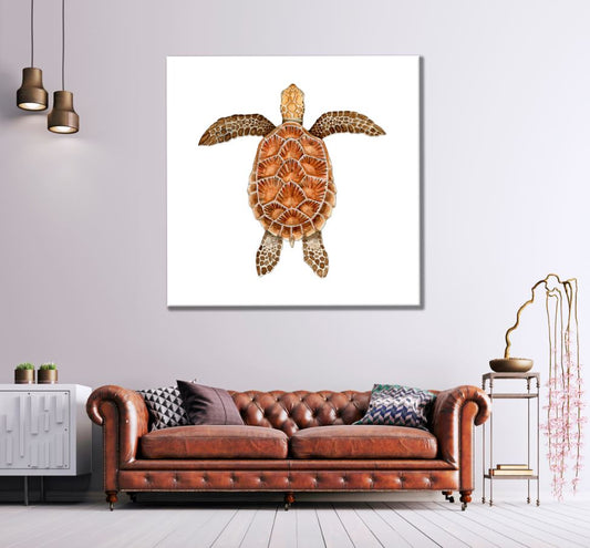 Square Canvas Turtle Aerial View Painting High Quality Print 100% Australian Made