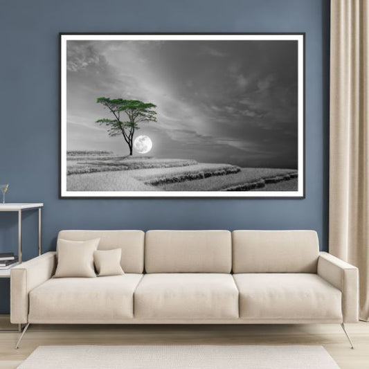 Tree on Hill B&W Photograph Home Decor Premium Quality Poster Print Choose Your Sizes