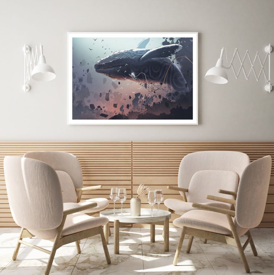 Whale Abstract Underwater Design Home Decor Premium Quality Poster Print Choose Your Sizes