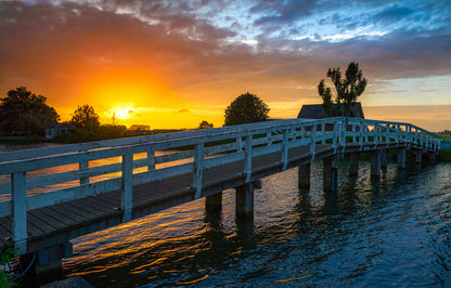 Wooden Pier over Lake in Stunning Sunset Photograph Print 100% Australian Made