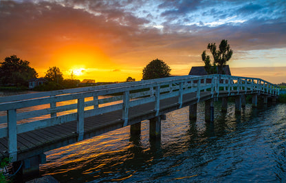 Wooden Bridge Over Lake Sunset Home Decor Premium Quality Poster Print Choose Your Sizes