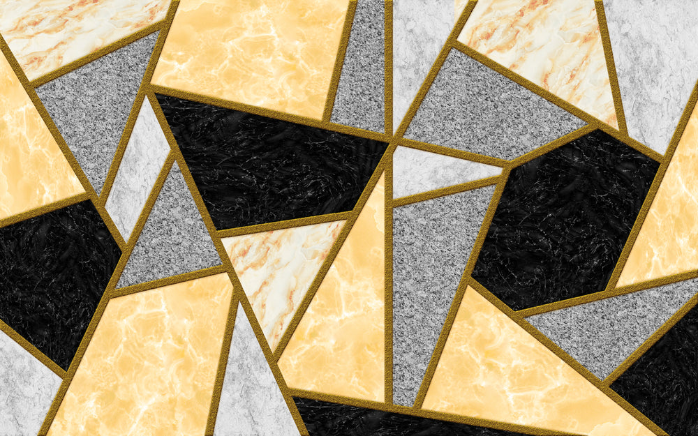 Gold & Black Abstract Shapes Design Home Decor Premium Quality Poster Print Choose Your Sizes