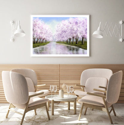 Blossom Trees Along River Paint Home Decor Premium Quality Poster Print Choose Your Sizes