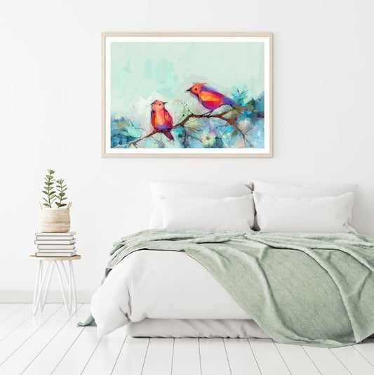 Birds on Tree Watercolor Painting Home Decor Premium Quality Poster Print Choose Your Sizes