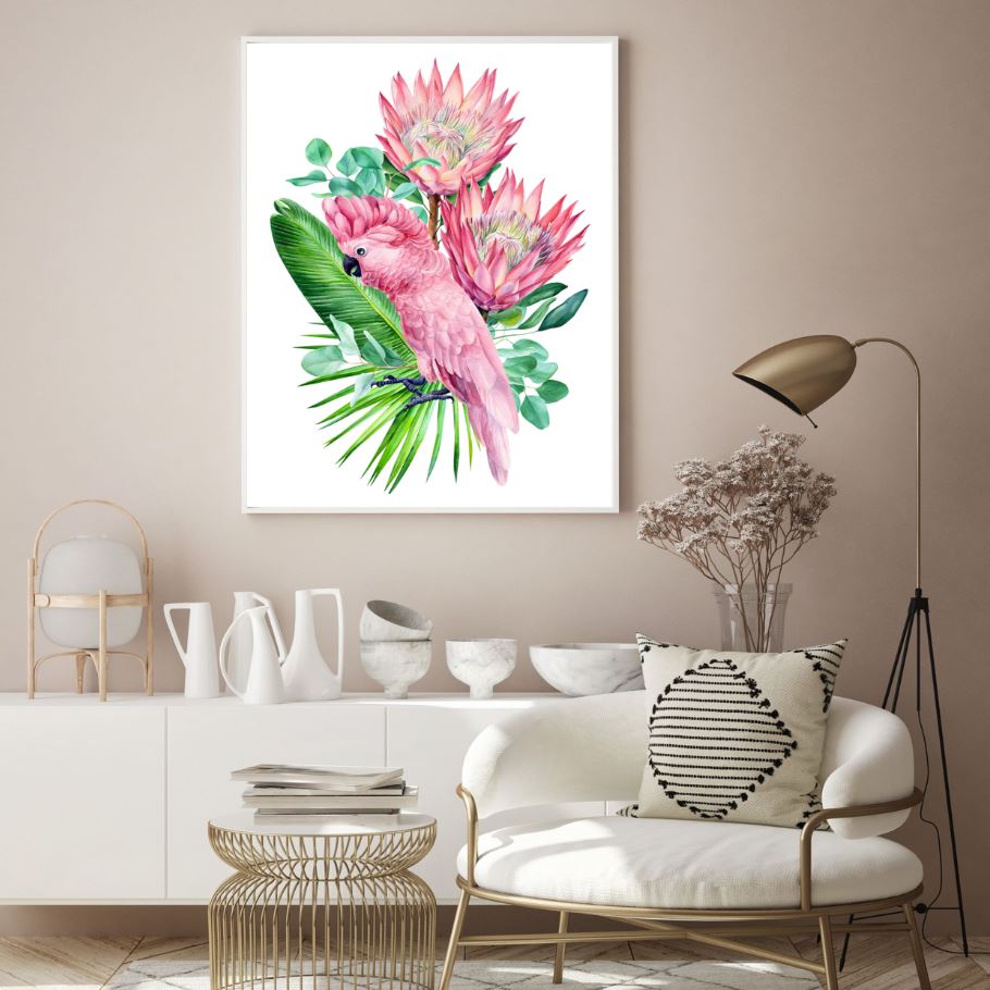 Bird with Flowers Watercolor Art Home Decor Premium Quality Poster Print Choose Your Sizes