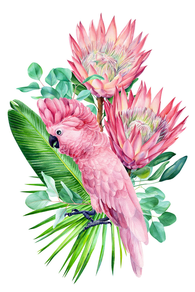 Bird with Flowers Watercolor Art Home Decor Premium Quality Poster Print Choose Your Sizes