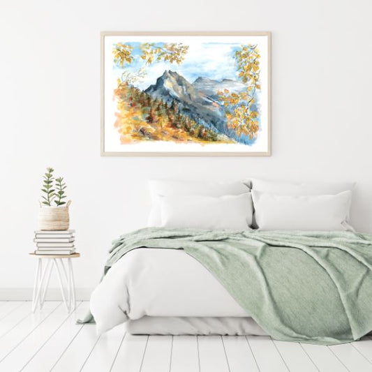 Mountains & Nature Scenery Watercolor Painting Home Decor Premium Quality Poster Print Choose Your Sizes
