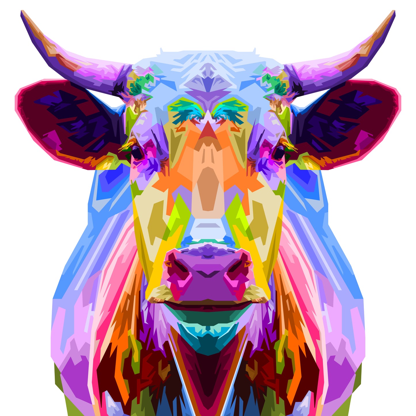 Square Canvas Colorful Cow Abstract Design High Quality Print 100% Australian Made