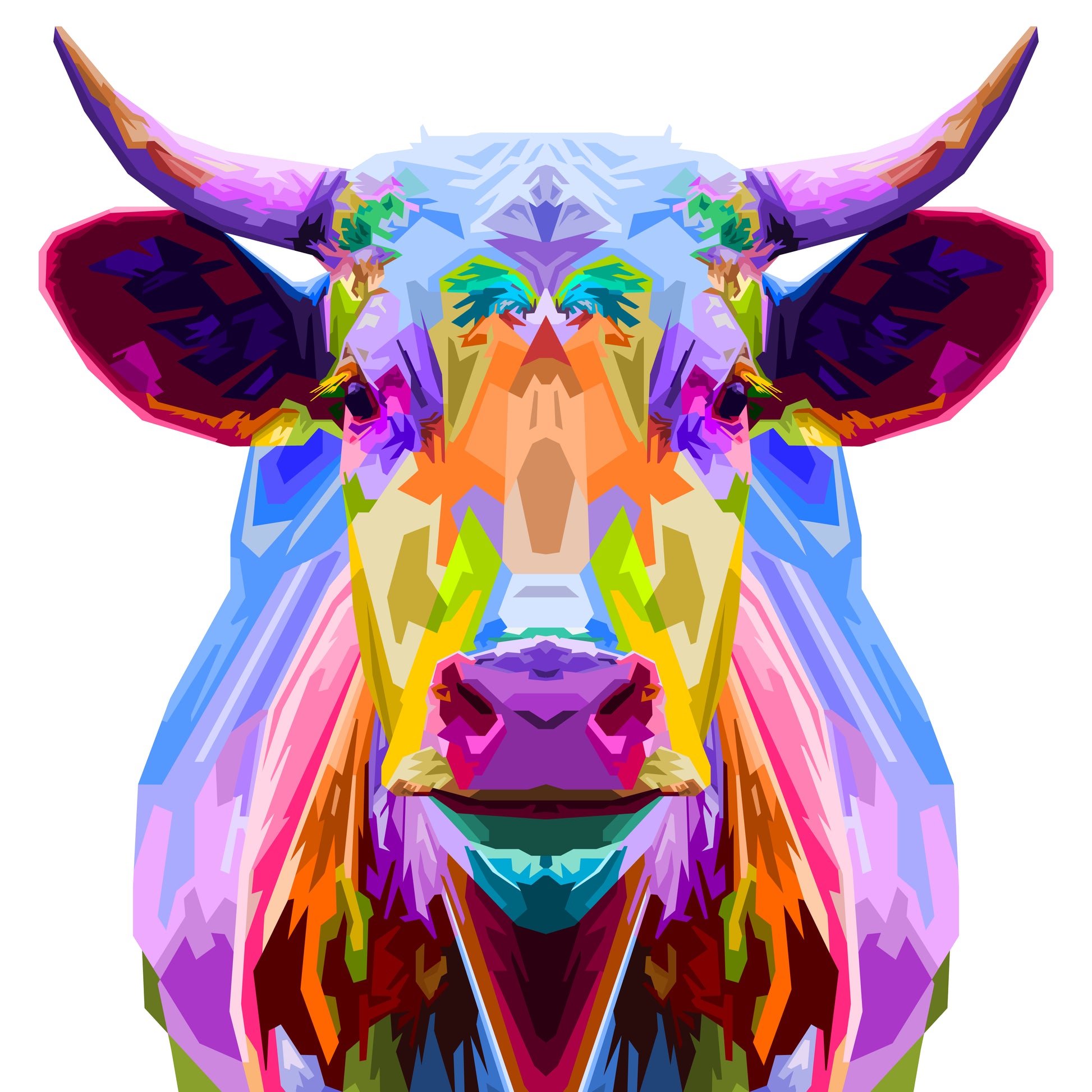 Square Canvas Colorful Cow Abstract Design High Quality Print 100% Australian Made