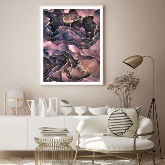 Pink Gold & Purple Abstract Design Home Decor Premium Quality Poster Print Choose Your Sizes