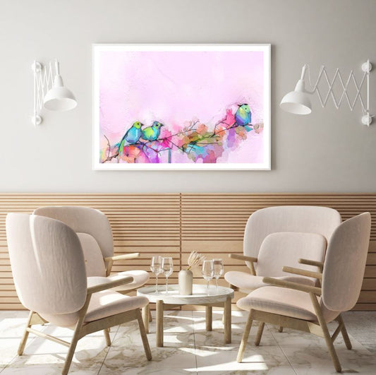 Birds on Flower Tree Painting Home Decor Premium Quality Poster Print Choose Your Sizes