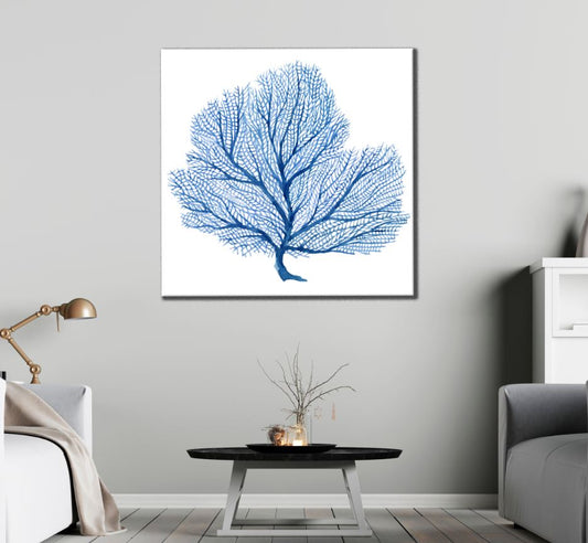 Square Canvas Blue Tree Watercolor Painting High Quality Print 100% Australian Made