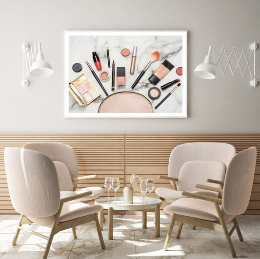 Makeup Items on Table Photograph Home Decor Premium Quality Poster Print Choose Your Sizes