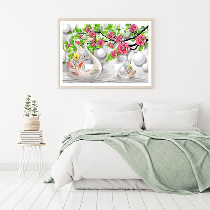 Swans & Flowers 3D Design Home Decor Premium Quality Poster Print Choose Your Sizes