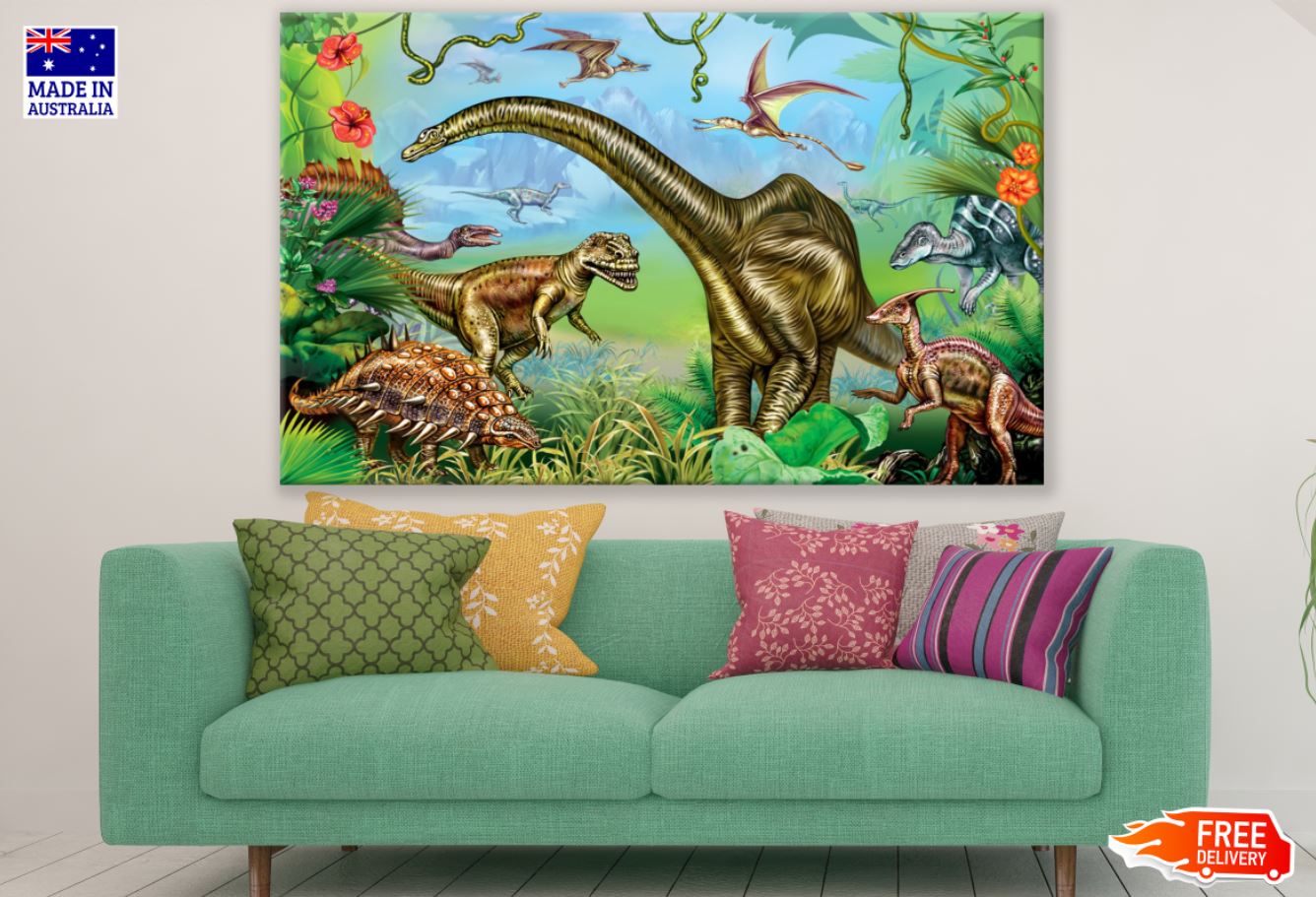 Dinosaurs Digital Painting Print 100% Australian Made