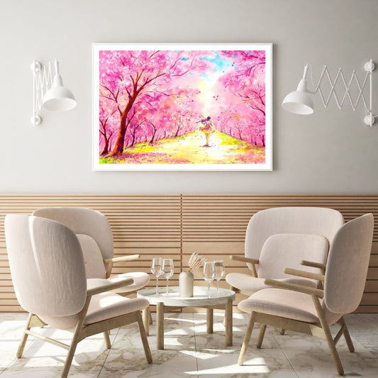 Violinist Girl in Forest Painting Home Decor Premium Quality Poster Print Choose Your Sizes