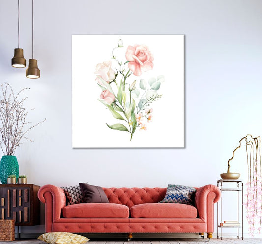 Square Canvas Rose Flowers Plant Painting High Quality Print 100% Australian Made