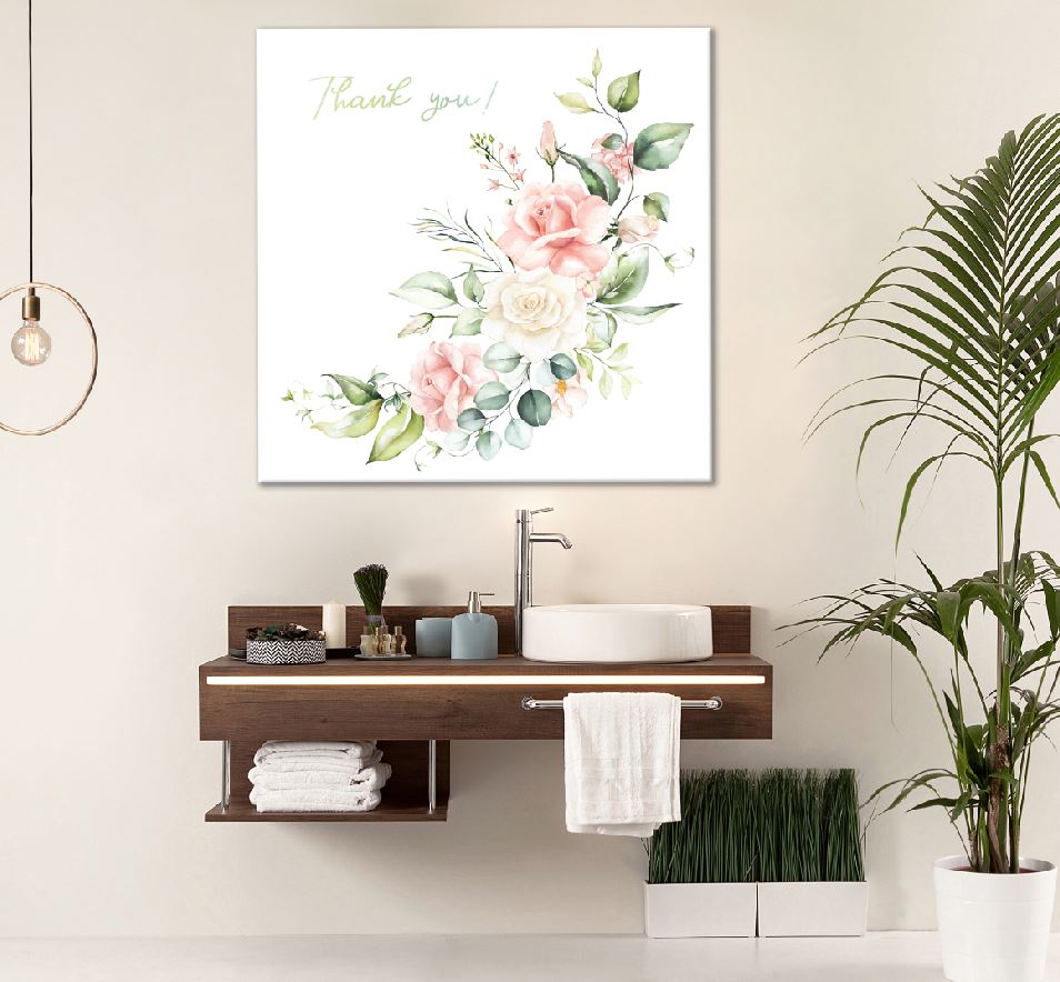 Square Canvas Pink Flowers Plant Painting High Quality Print 100% Australian Made