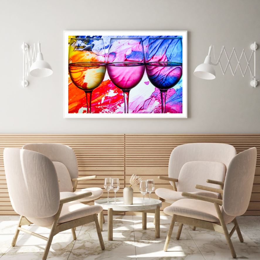 Colorful Wine Glasses Abstract Home Decor Premium Quality Poster Print Choose Your Sizes