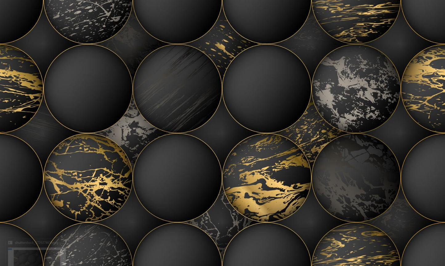 Black & Gold Abstract Circle Design Print 100% Australian Made