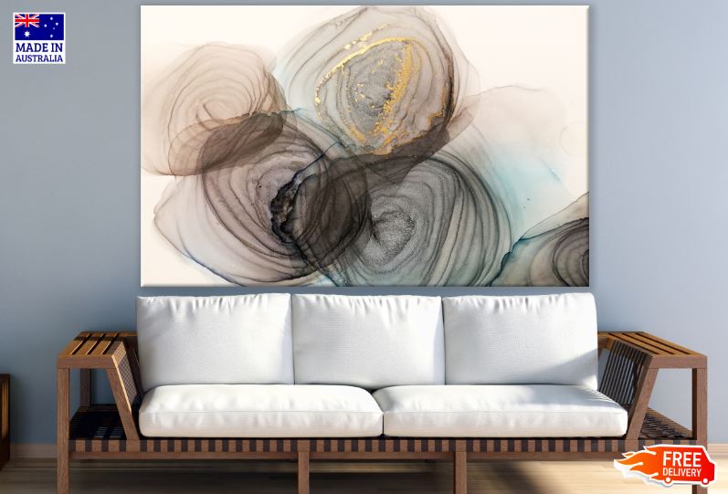 Black Grey & Gold Abstract Design Print 100% Australian Made