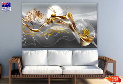 Grey & Gold Abstract Design Print 100% Australian Made