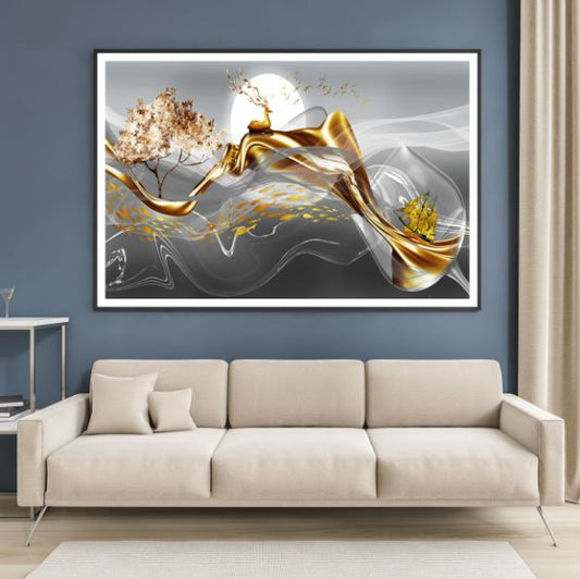 Deer & Ship Abstract Design Home Decor Premium Quality Poster Print Choose Your Sizes