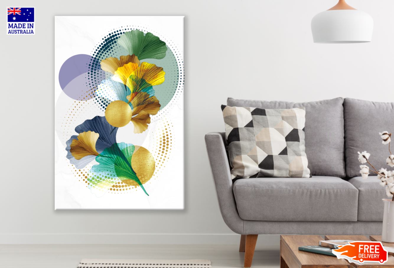 Leaves & Shapes Abstract Design Print 100% Australian Made