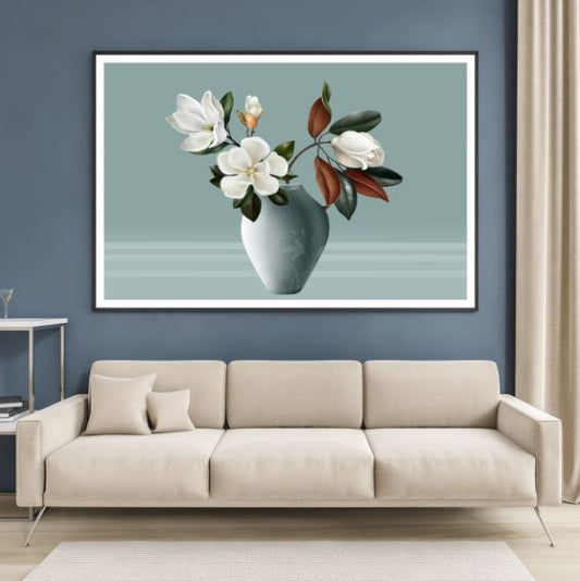 White Flower Vase 3D Design Home Decor Premium Quality Poster Print Choose Your Sizes
