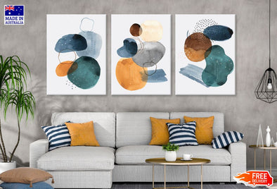 3 Set of Abstract Shapes Design High Quality Print 100% Australian Made Wall Canvas Ready to Hang