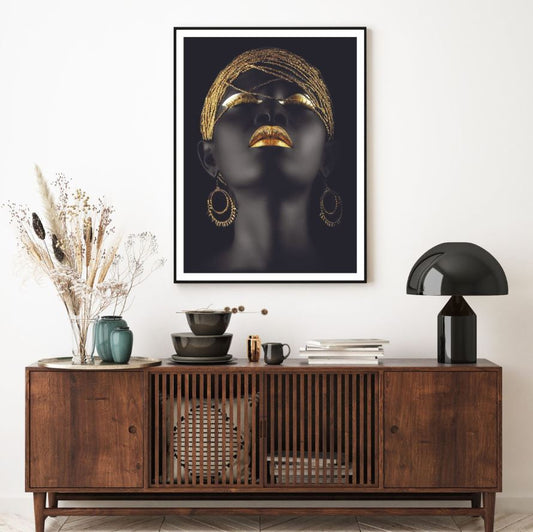 Black & Gold Woman Portrait View Home Decor Premium Quality Poster Print Choose Your Sizes