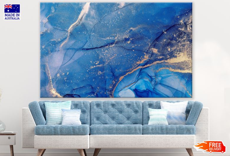 Blue & Gold Abstract Design Print 100% Australian Made