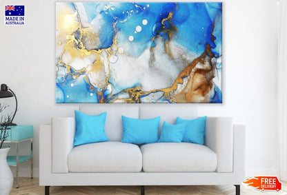 Blue Yellow & Gold Abstract Design Print 100% Australian Made