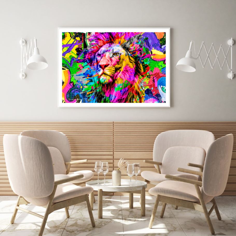 Lion Portrait Abstract Painting Home Decor Premium Quality Poster Print Choose Your Sizes