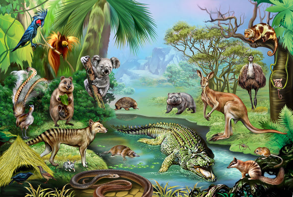 Wild Animals on Forest Art Print 100% Australian Made