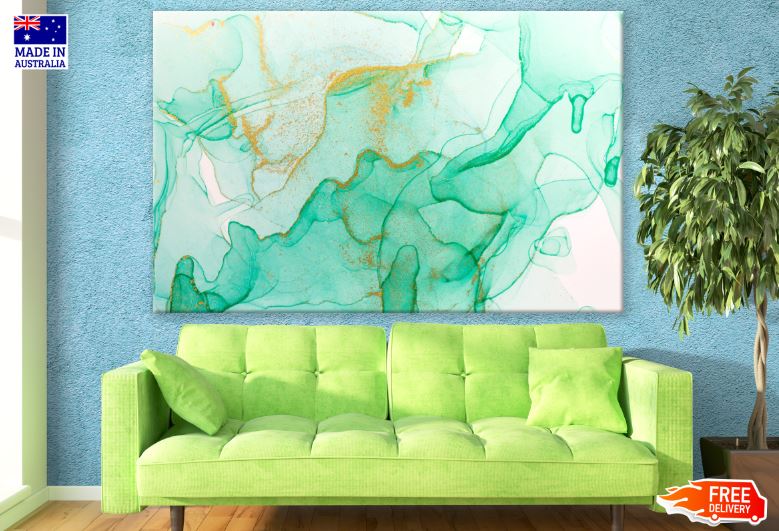 Green & Gold Abstract Design Print 100% Australian Made