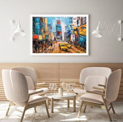 Busy City View Oil Painting Home Decor Premium Quality Poster Print Choose Your Sizes