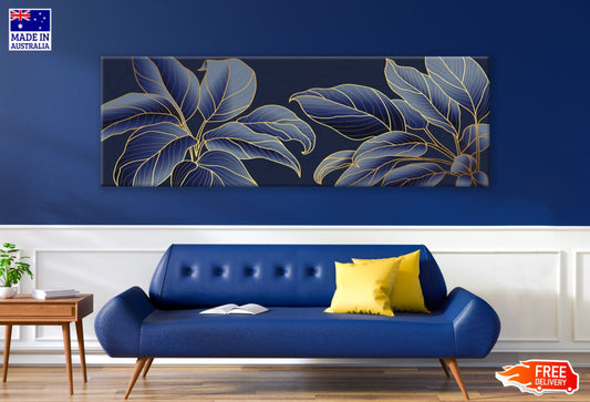 Panoramic Canvas Leaves Abstract Art High Quality 100% Australian Made Wall Canvas Print Ready to Hang