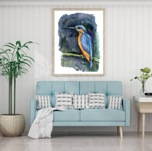 Kingfisher Bird Watercolor Paint Home Decor Premium Quality Poster Print Choose Your Sizes