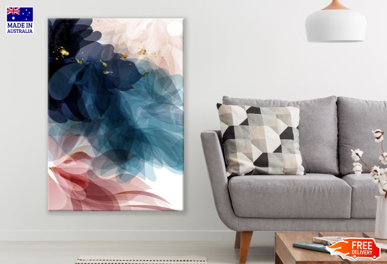 Pink Blue & Gold Abstract Design Print 100% Australian Made