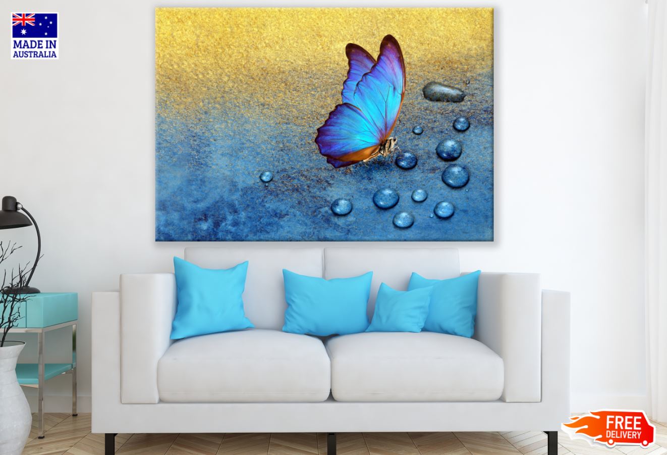 Butterfly & Waterdrops Digital Print 100% Australian Made