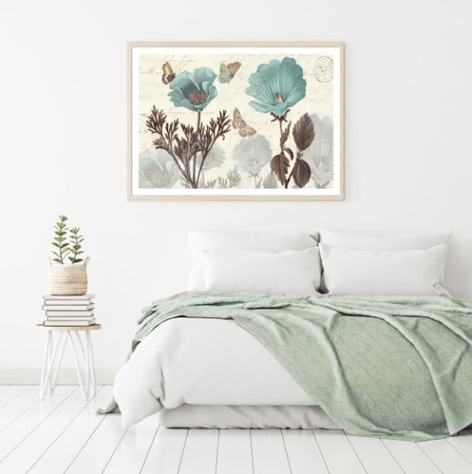 Blue Flowers Watercolor Painting Home Decor Premium Quality Poster Print Choose Your Sizes