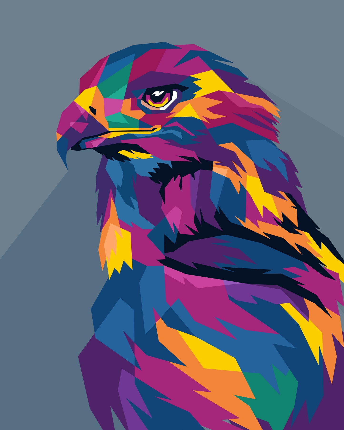 Colorful Abstract Eagle Portrait Design Print 100% Australian Made