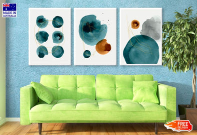 3 Set of Colorful Abstract Shapes High Quality Print 100% Australian Made Wall Canvas Ready to Hang