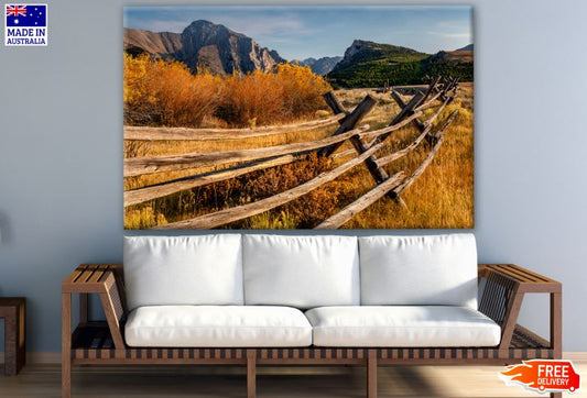 Wooden Fence & Dry Field Photograph Print 100% Australian Made