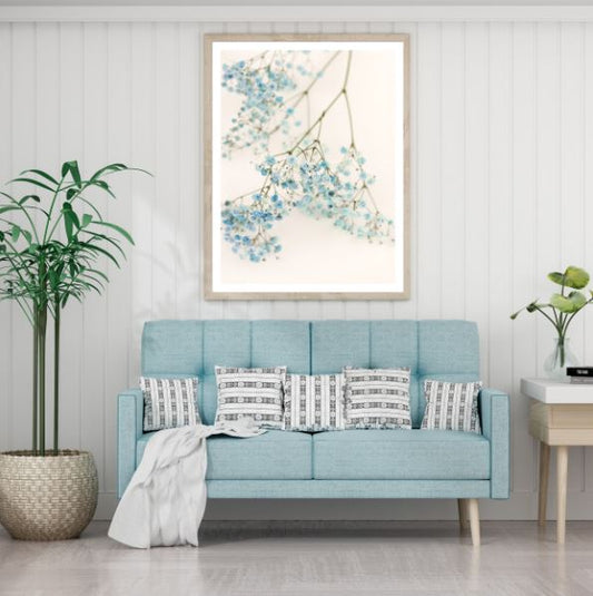 Blue Flowers Closeup Photograph Home Decor Premium Quality Poster Print Choose Your Sizes