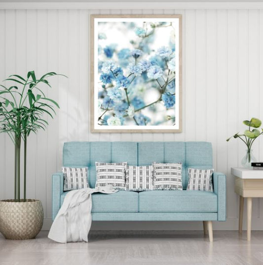 Blue Flowers Closeup Photograph Home Decor Premium Quality Poster Print Choose Your Sizes