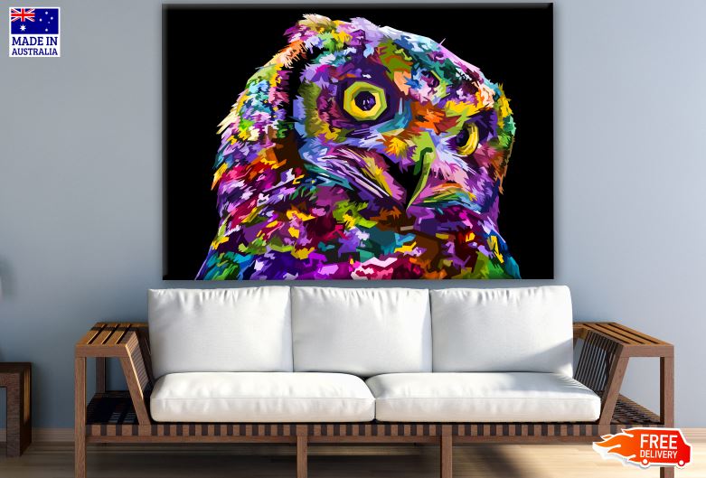 Colorful Abstract Owl Face Design Print 100% Australian Made